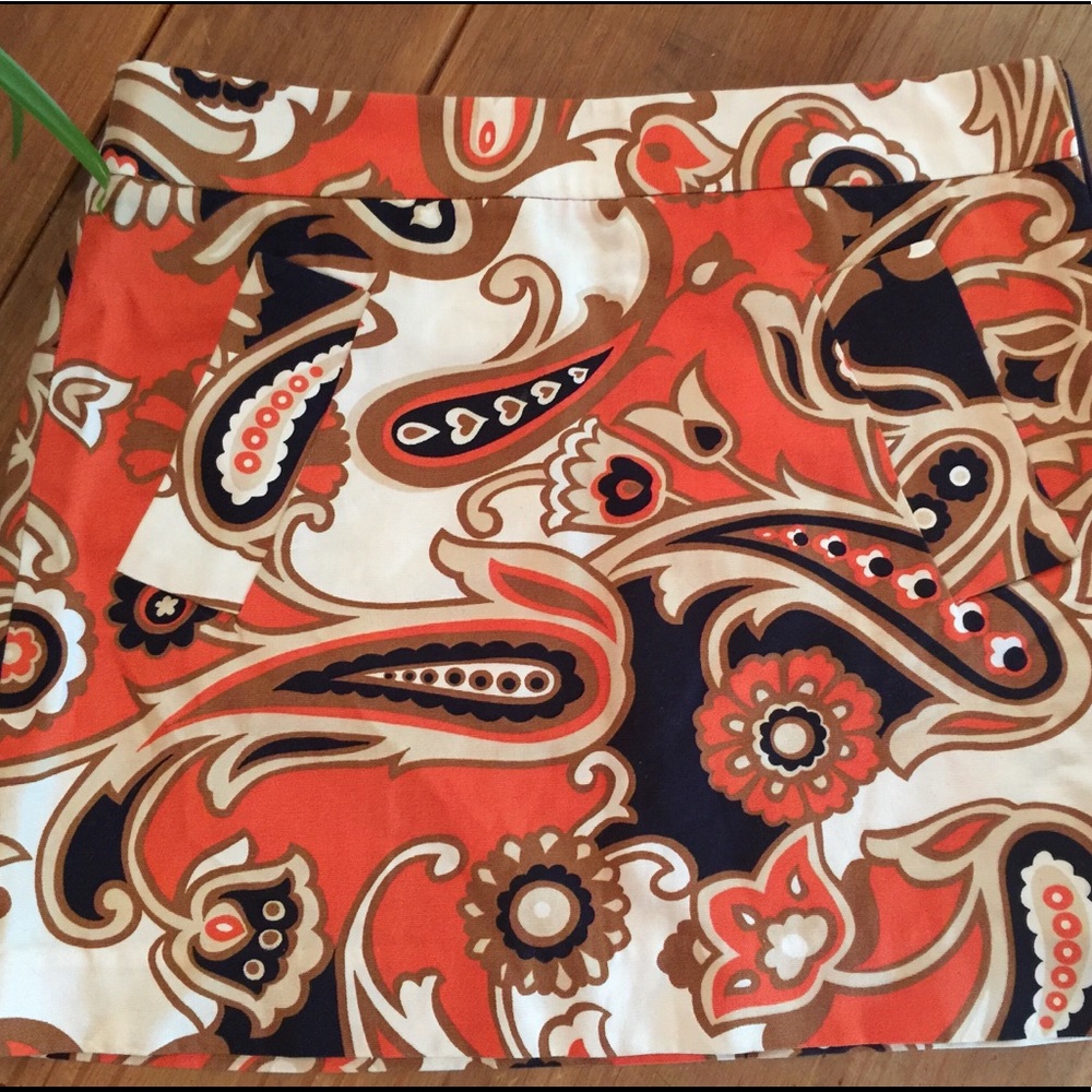 J. Crew Mini Skirt Paisley jcrew Orange Blue